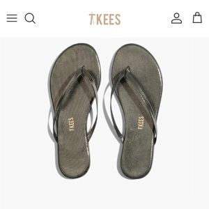 Bronze ladies TKees flip flops size 9 worn once